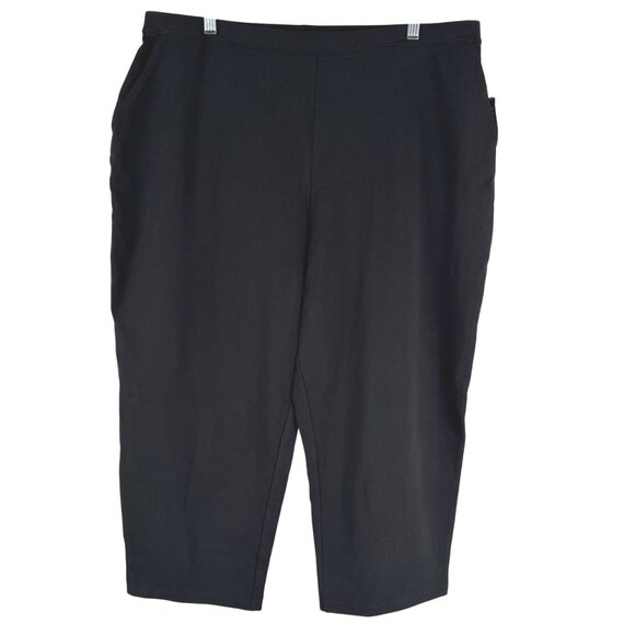 L.L. Bean Perfect Fit Pull On Cropped Pants 2X Black Cotton Blend NWT PT-2619 - Picture 1 of 10